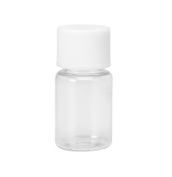 Liquid bottle, cosmetic container - TRANSPARENT with a white cap, 20 ml