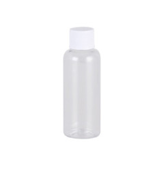 Liquid bottle, cosmetic container - TRANSPARENT with a white lid, 100 ml