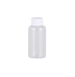 Bottle for liquid, cosmetic container - TRANSPARENT with white cap, 50 ml