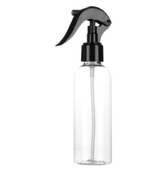 Bottle with trigger, cosmetic container, aero spray - transparent with black trigger, 150 ml
