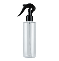 Bottle with trigger, cosmetic container, aero spray - transparent with black trigger, 250 ml