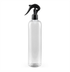 Bottle with trigger, cosmetic container, aero spray - transparent with black trigger, 500 ml