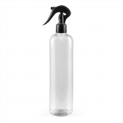 Bottle with trigger, cosmetic container, aero spray - transparent with black trigger, 500 ml
