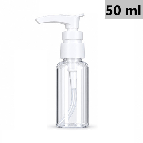Pump bottle, cosmetic container - CLEAR with white pump, 50 ml