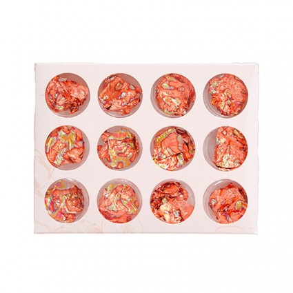 Foil crumpled for nail design 12 pcs / No. 03 bronze