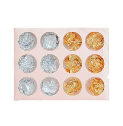 Crinkled foil for nail design 12 pcs / silver + gold (2 colors)