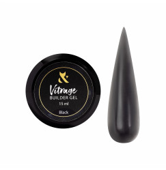 Гель для ногтей строительный витражный F.O.X / Vitrage Builder Gel / Black, 15 мл (баночка)