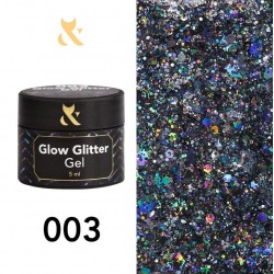 Гель глиттер для дизайна ногтей F.O.X / Glow Glitter Gel / 003, 5 мл (баночка)