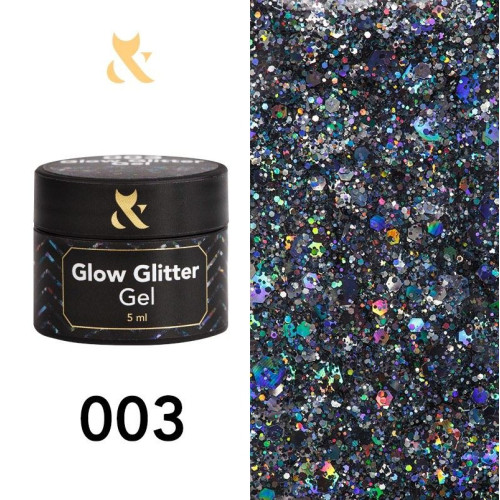 Brokatowy żel do stylizacji paznokci F.O.X / Glow Glitter Gel / 003, 5 ml (słoiczek)