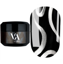 Гель-краска металлическая для ногтей Valeri / Silver Metal Gel (баночка), 5 мл
