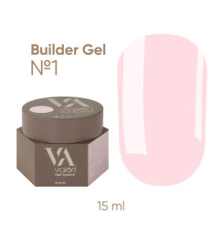 VALERI nail extension gel - Builder Gel - №1 Nude (light pink), jar, 15 ml