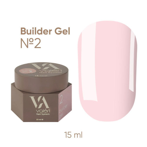 Гель для нарощування VALERI - Builder Gel - №2 Nude (персиковий), баночка, 15 мл