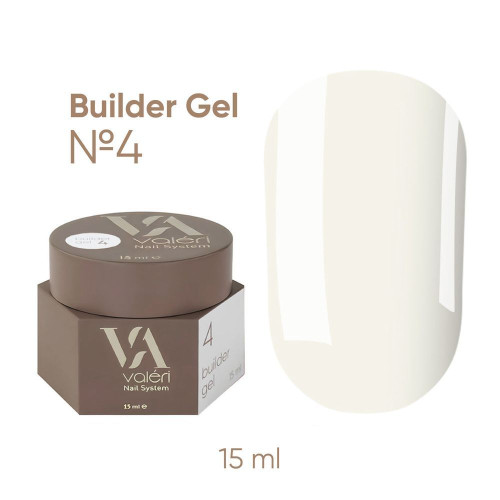 Гель для нарощування VALERI - Builder Gel - №4 Milk (молочний), баночка, 15 мл