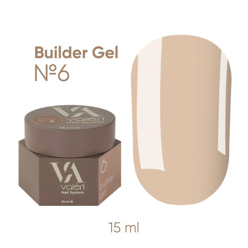 Гель для нарощування VALERI - Builder Gel - №6 Cacao (какао), баночка, 15 мл