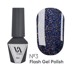 Reflective gel polish VALERI Flash No. 03 (silver-blue), 6 ml