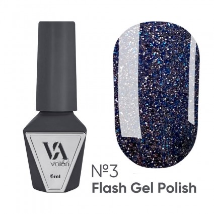 Lakier hybrydowy odblaskowy VALERI Flash nr 03 (srebrno-niebieski), 6 ml
