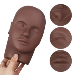 Mannequin head for eyebrow and lip tattoo, eyelash extension - dark skin