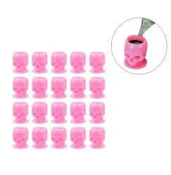 Caps for tattoo inks, paints, pigments, 50 pcs in a pack - skull - pink