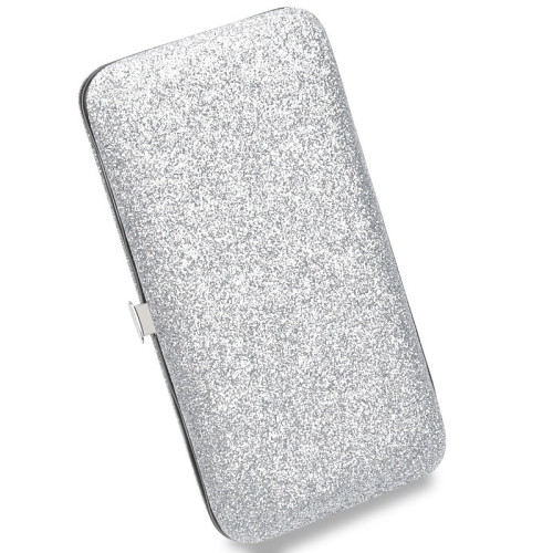 Rectangular Tool and Tweezer Case - Silver with Glitter