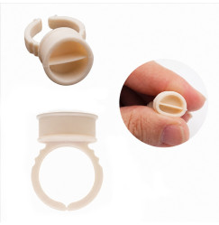 Silicone Glue Ring for Eyelash Extension with 2 Compartments - Beige, 1 pc