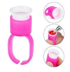 Pigment ring with sponge for tattoo ink 16 mm - pink, 1 pc