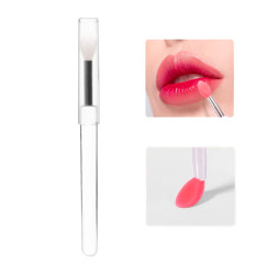 Lip and makeup brush silicone / transparent handle with cap