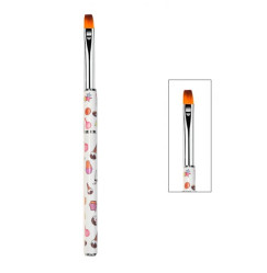 Nail brush with cap / No. 01 straight, 7 mm / ice cream print