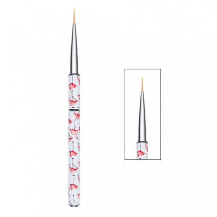 Nail brush with cap / No. 06 ultra thin, 11 mm / flamingo print