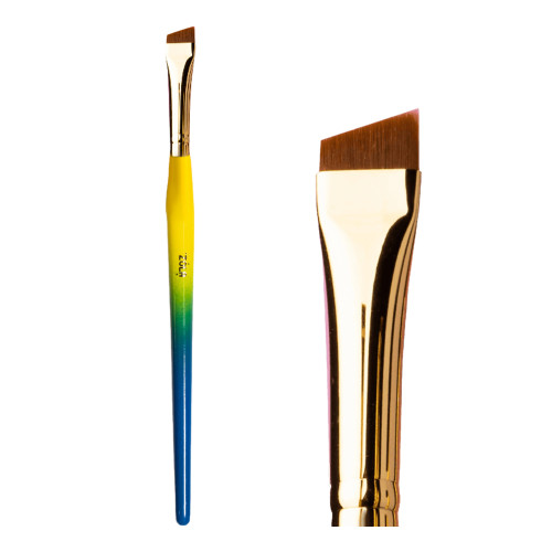 Eyebrow and makeup brush ZOLA UKRAINIAN EDITION / 02uk (angled wide) blue-yellow