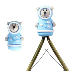 Silicone protective cap for manicure tools - teddy bear in snowflakes, 1 pc.