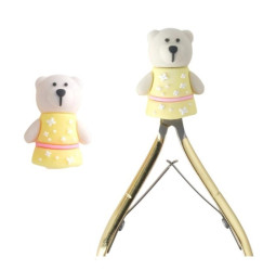 Silicone protective cap for manicure tools - teddy bear in a yellow dress, 1 pc.
