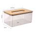 Napkin Container - Translucent with Wooden Lid - Gray