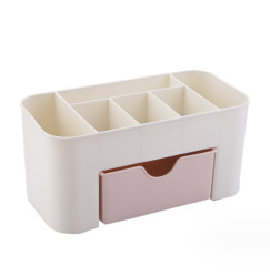 Plastic storage container organizer with drawer / pink