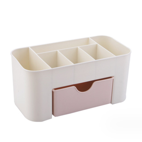 Plastic storage container organizer with drawer / pink