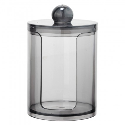 Organizer container for cotton pads / round mini cylinder (with recess) / black