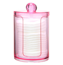 Organizer container for cotton pads / round mini cylinder (with recess) / pink