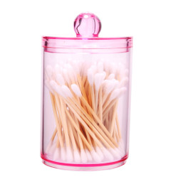 Container organizer for cotton swabs (disks) round mini / pink