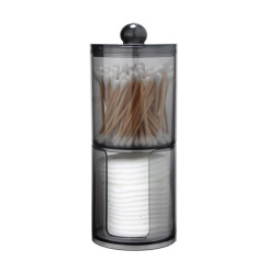 Container organizer for cotton swabs and disks round 2 in 1 / black