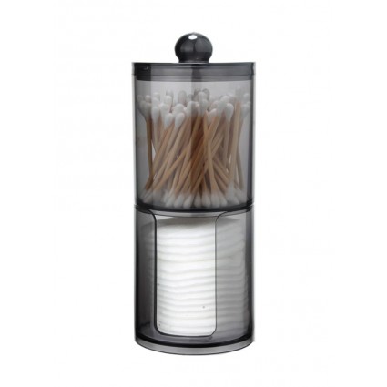 Container organizer for cotton swabs and disks round 2 in 1 / black