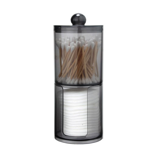 Container organizer for cotton swabs and disks round 2 in 1 / black