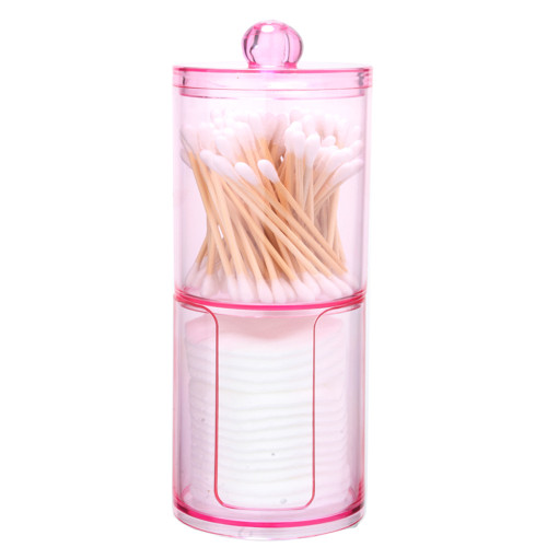 Container organizer for cotton swabs and disks round 2 in 1 / pink