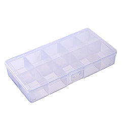 Plastic container for storing rollers and other things / transparent with 10 cells