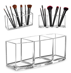 Transparent triple container for brushes and other things / transparent
