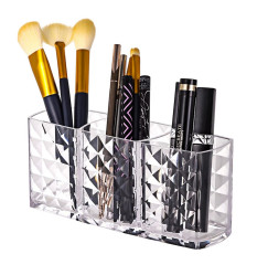 Transparent triple container for brushes and other things / "diamond series"