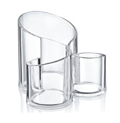 Triple container for cotton buds and discs / "Wave" transparent