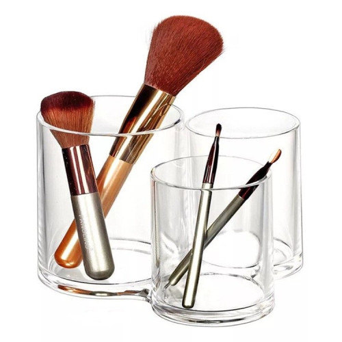 Transparent triple container for cotton swabs and other things - three cylinders next to each other