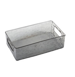 Rectangular plastic container with embossed handles - black translucent