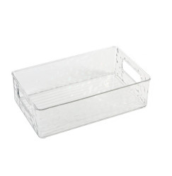 Rectangular plastic container with embossed handles - transparent - DISCOUNT