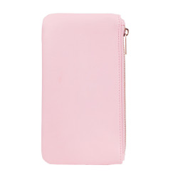 Cosmetic bag for storing brushes and other things with a zipper / pink