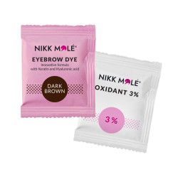 Eyebrow and eyelash dye Nikk Mole / Dark Brown / SACHE + oxidizer, 5 ml